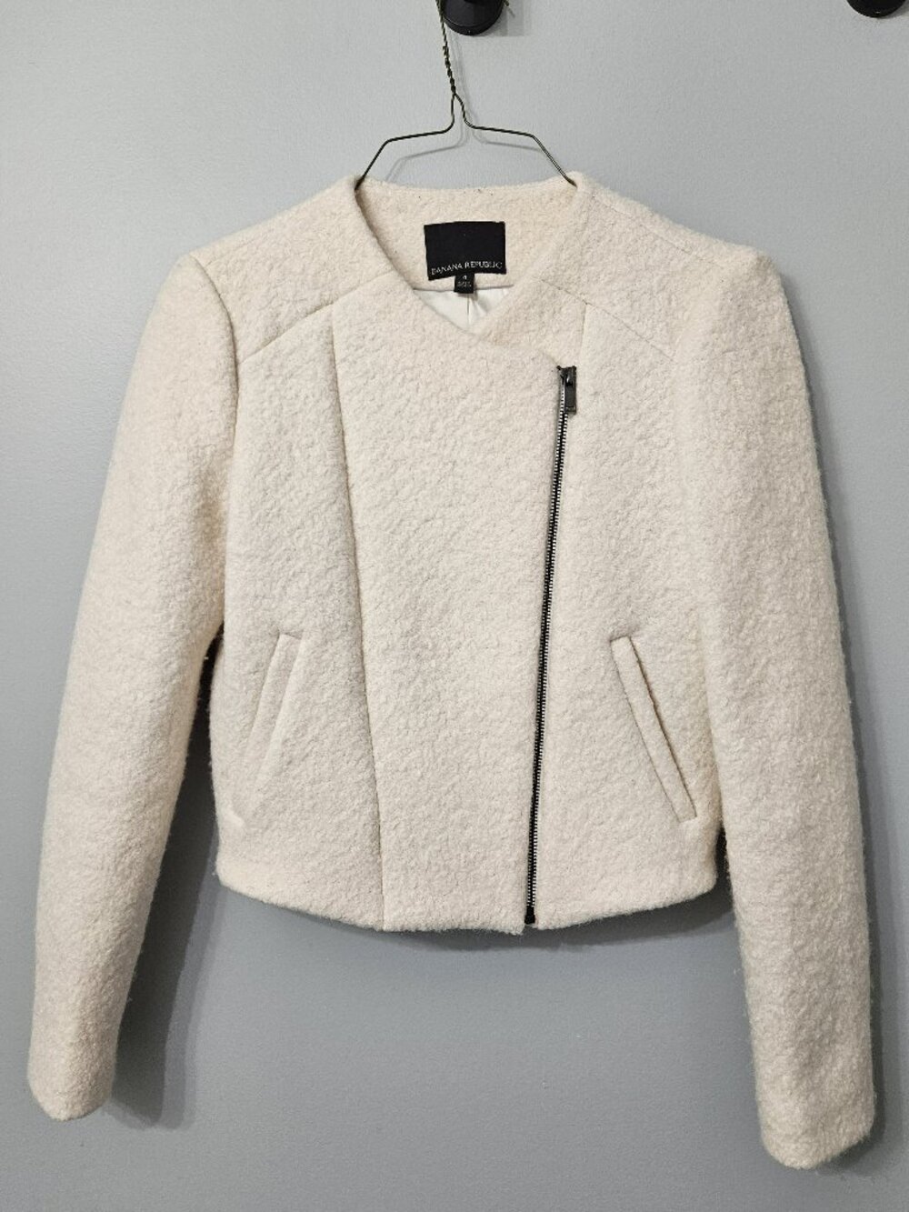 🤍 Banana Republic Cream Boucle Moto Jacket | Size 4